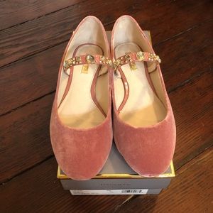 Pink velvet Louise et Cie Mary Jane flats